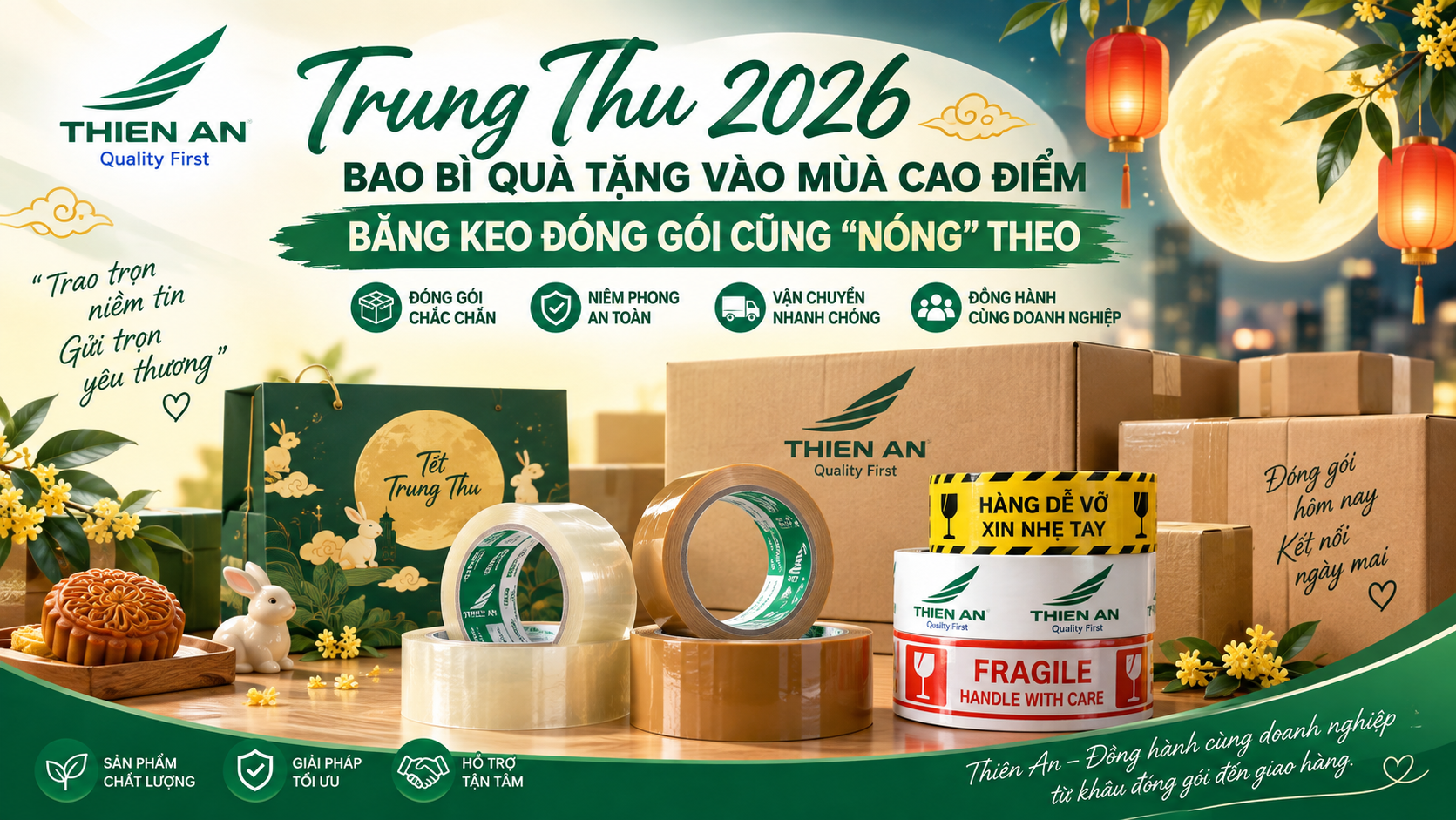 Trung Thu 2026: Bao Bì Quà Tặng Vào Mùa Cao Điểm – Băng Keo Đóng Gói Cũng “Nóng” Theo